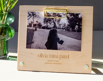 Sophisticated Grad Personalized Wood Picture Frame [High School Graduation Photo Frame, Graduation Gifts, Class of 2023, New Grad Gift]