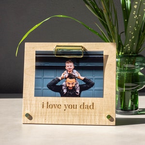 I Love You Dad Wood Picture Frame Custom Engraved Photo Frame, Gifts for Him, Birthday Gifts for Dad, Father in Law Gift, Dad Frame image 1