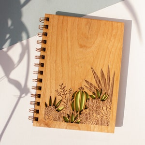 Desert Garden Wood Journal [Notebook, Sketchbook, Spiral Bound, Blank Pages, Gifts for Her, Him, Birthday, Just Because]