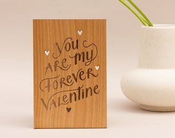 Forever Valentine Wood Card [Valentine's Day Gift, Personalized Gifts, Custom Message, Love, Anniversary, Wedding, Boyfriend, Gifts for Her]