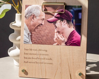 Missed Beyond Measure Memorial Wood Frame [Bereavement Picture Frame, Sympathy Gift, 4x6 Photo Frame, Loss of Father, Sorry For Your Loss]