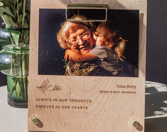 Always In Our Thoughts Memorial Personalized Wood Picture Frame [Bereavement Photo Frame, Sorry For You Loss Wood Frame, Loss of Father]