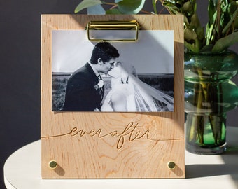 Ever After Wood Picture Frame [Newlywed Gift, Wedding Photo Frame, Wood Anniversary, Engagement Wood Frame, Bridal Shower, Gift for Her]