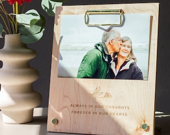 Always In Our Thoughts Memorial Picture Frame [Engraved 4x6 Wood Frame, Bereavement Gift, Sorry For Your Loss, Loss of Father Photo Frame]