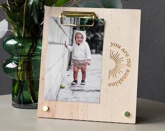 You Are My Sunshine Wood Picture Frame [Mother's Day Gift, Custom Engraved Photo Frame, 4x6 Picture, Baby Picture Frame, Baby Memorial Gift]