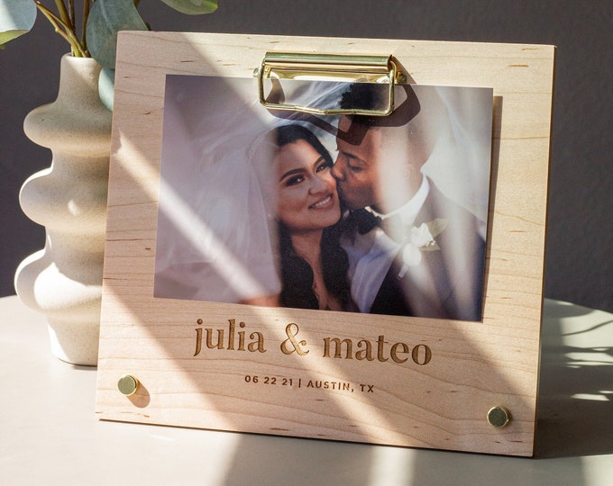 Storybook Personalized Wood Picture Frame [Anniversary Photo Frame, Wedding Frame, 4x6 Picture Frame, Engagement Gift, Baby Picture Frame]