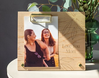 Love You Mom Wood Photo Frame [Mom Frame, Mother's Day Gift, Gift for Her, Keepsake Frame for Mom, Wooden Picture Frame, Loss of Mother]