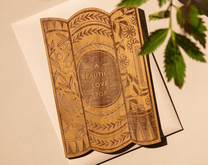 Beautiful Love Story Wood Card [Personalized Gifts, Custom Message, Love, Anniversary, Wedding, Birthday, Just Because]