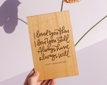 Carte d’anniversaire Always Will Wood [Carte en bois anniversaire de mariage, cadeau d’anniversaire en bois pour hommes, carte d’anniversaire de 5 ans, carte pour femme]