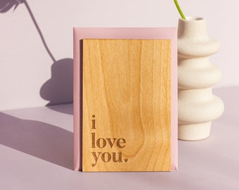 Love Letter Wood Card [Valentine's Day Gift, I Love You Wooden Card, Personalized Gifts, Custom Message, Anniversary, Gifts for Boyfriend]