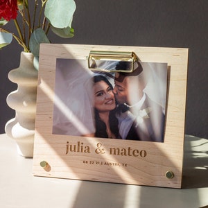 Storybook Personalized Wood Picture Frame [Anniversary Photo Frame, Wedding Frame, 4x6 Picture Frame, Engagement Gift, Baby Picture Frame]