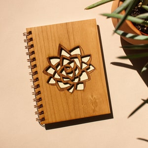 Succulent Wood Journal [Spiral Notebook, Blank Sketchbook, Birthday Gifts for Her, Diary, Gratitude Journal, Best Friend Gift, Dream Diary]