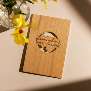 My Favorite Person Wood Card [Anniversary Card, Wedding Card, Wood Anniversary Gift For Him, Birthday Card, Wooden Card, 21st Birthday Card]