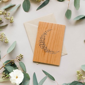 My Sun Moon & Stars EE Cummings Wood Card [Tarjeta de madera del aniversario de bodas, regalos personalizados, mensaje personalizado, tarjeta de amor, regalos para él]
