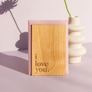 Tarjeta de madera con carta de amor [Regalo del Día de San Valentín, Tarjeta de madera Te Amo, Regalos personalizados, Mensaje personalizado, Aniversario, Regalos para novio]