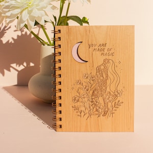 You Are Made Of Magic Wood Journal [Notebook, Sketchbook, Spiral Bound, Blank Pages, Birthday Gifts for Her, Just Because]