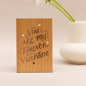Forever Valentine Wood Card [Valentine's Day Gift, Personalized Gifts, Custom Message, Love, Anniversary, Wedding, Boyfriend, Gifts for Her]