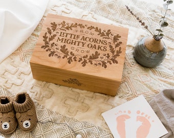 Little Acorns To Mighty Oaks Wood Keepsake Box [Personalized Custom Gifts, Baby, Memory]