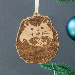 Hedgehog Ornament [Forest Wood Ornament, Woodland Art, Cute Animals, Whimsical, Personalized Gifts, Christmas, Holiday, Stocking Stuffers]