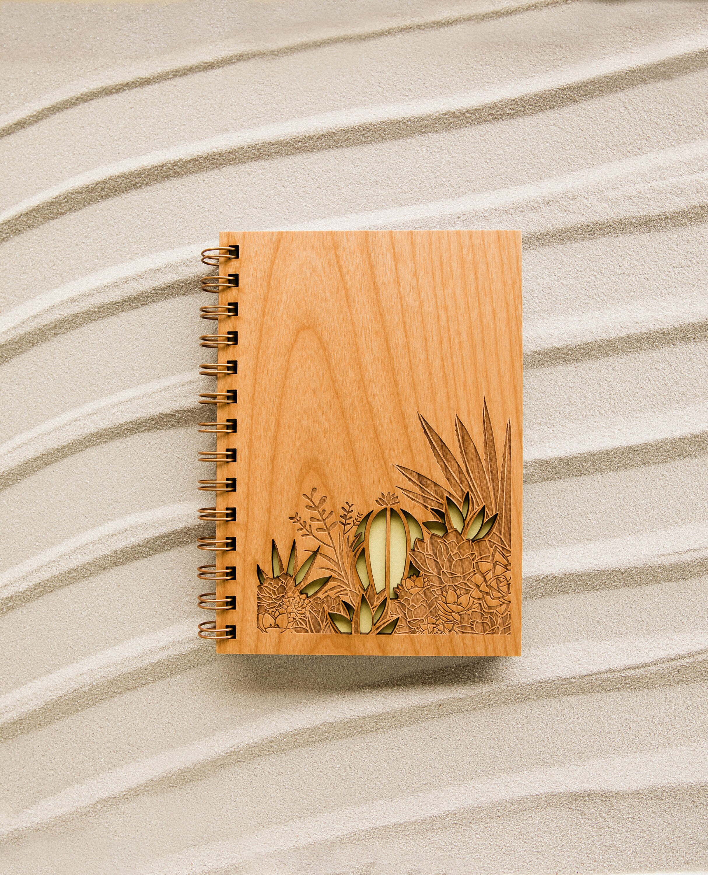 Desert Garden Wood Journal Notebook Sketchbook Spiral Etsy