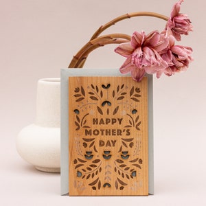 Happy Mother's Day Block Print Wood Card Mother's Day Gift, Card for Mom, Personalized Gifts for Mom, Greeting Card, Gift for Grandma Add typed message