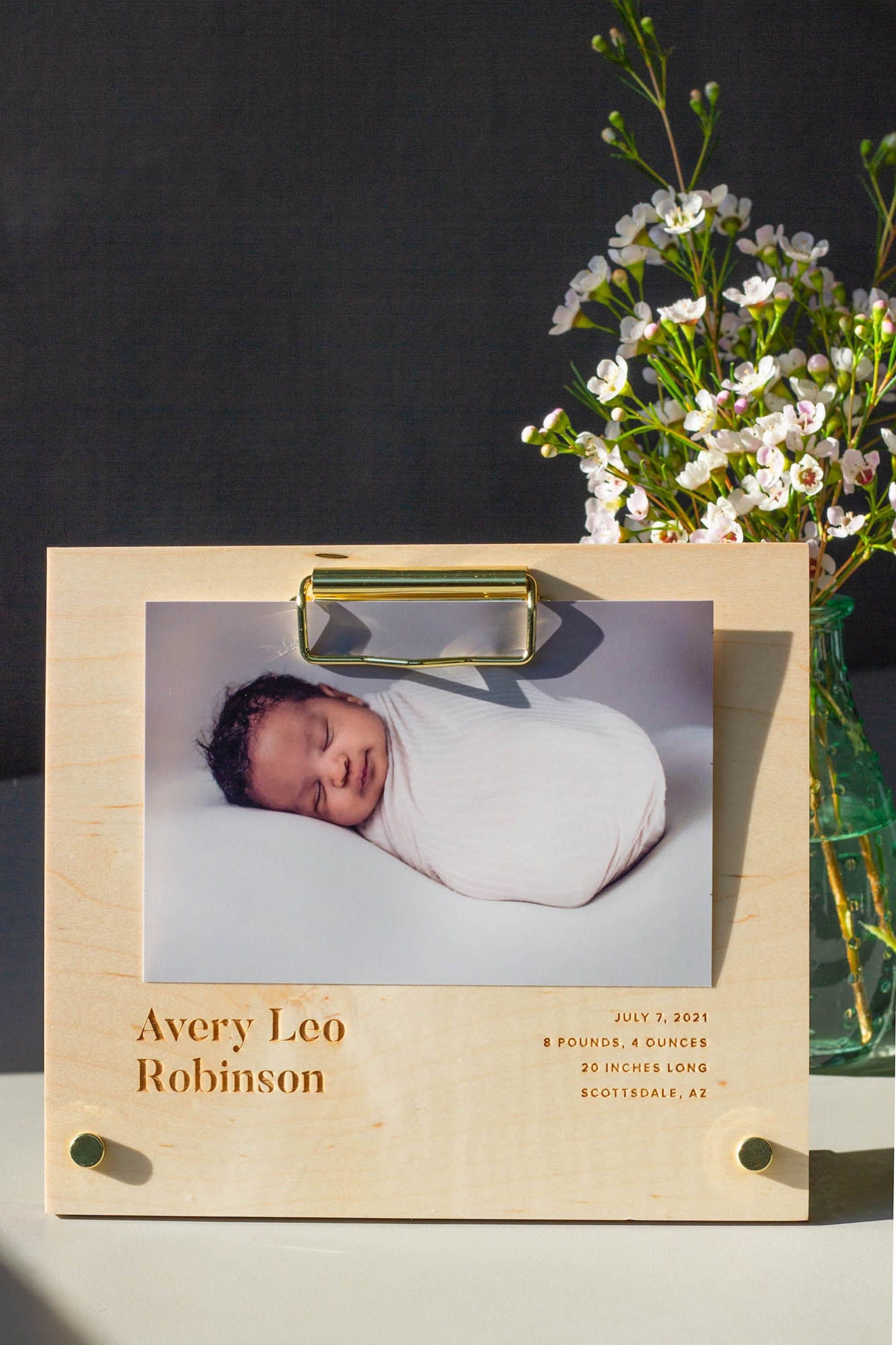 Our First Hello Photo Frame Modern Welcome Personalized Baby Wood Picture Frame [baby Picture Frame ...
