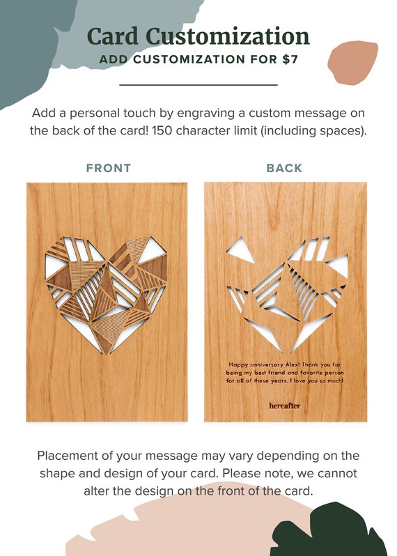 Wood Card Laser Cut Five Year Anniversary I Love You To The Moon and Back Laser Engraved Valentines Day Card Unique Gift