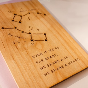 Big & Little Dipper Constellation Wood Card Long Distance Relationship Gift, Personalized Gifts, Custom Message, Love, Wedding Anniversary Add your handwriting