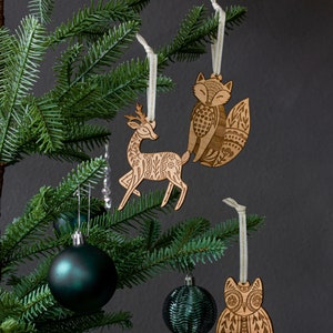 Deer Folk Art Wood Ornament [Scandinavian Christmas, Personalized Gifts, Holiday Decor, Stocking Stuffers, Nordic Christmas, Deer Ornament] image 3