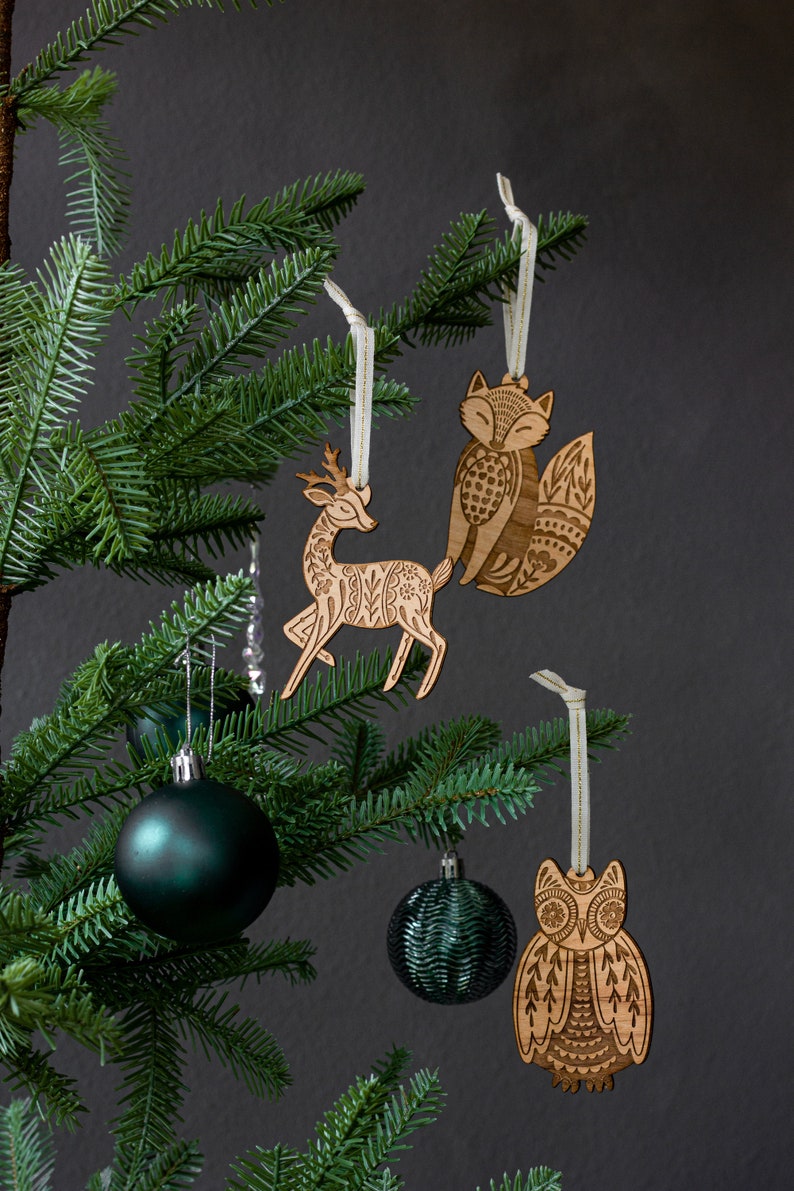 Deer Folk Art Wood Ornament [Scandinavian Christmas, Personalized Gifts, Holiday Decor, Stocking Stuffers, Nordic Christmas, Deer Ornament] image 3