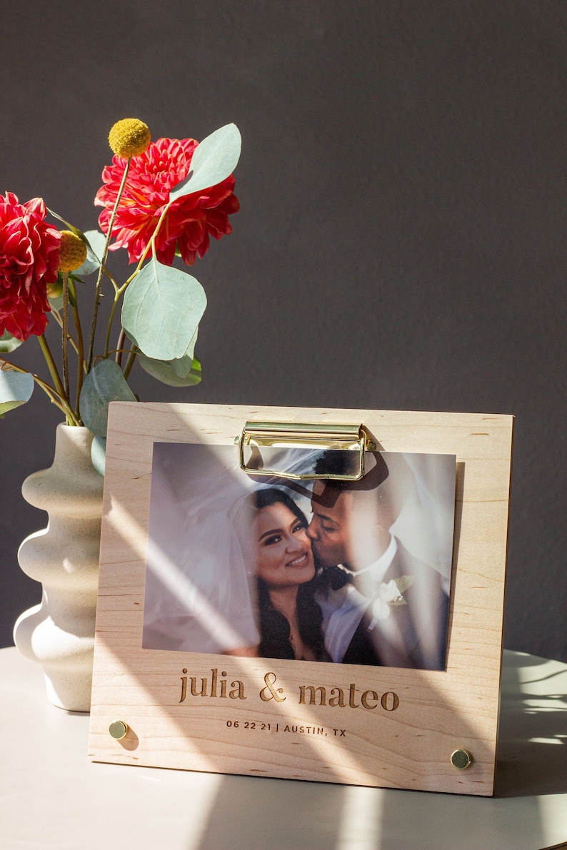 Storybook Personalized Wood Picture Frame Anniversary Photo Frame, Wedding Frame, 4x6 Picture Frame, Engagement Gift, Baby Picture Frame image 1