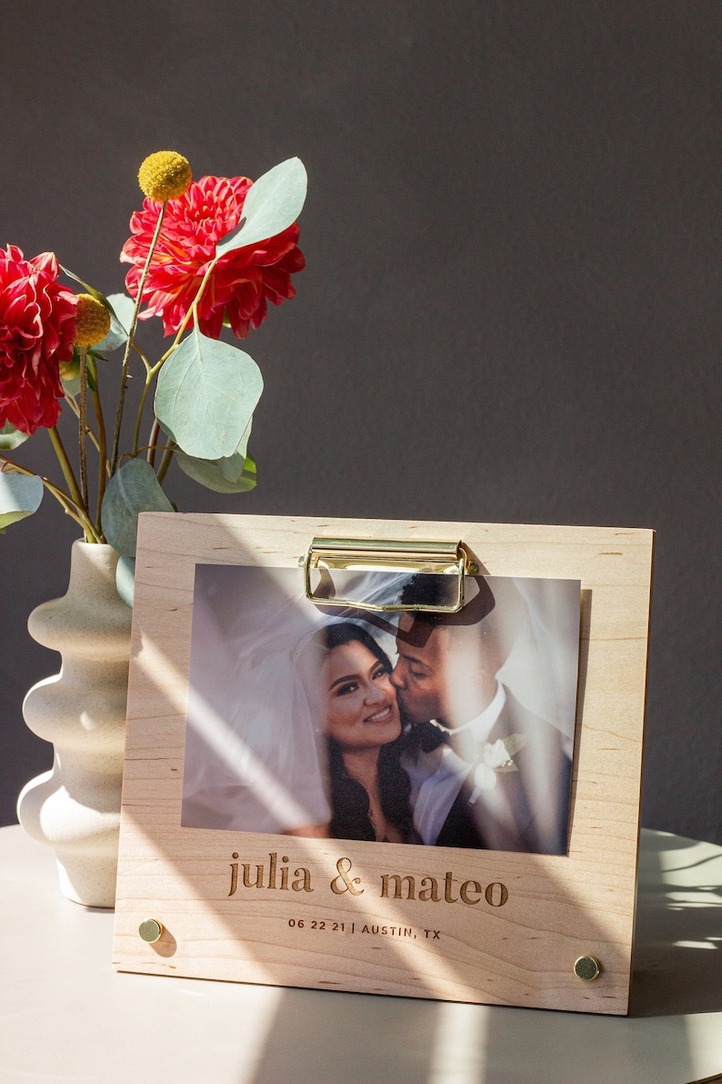 Storybook Personalized Wood Picture Frame [Anniversary Photo Frame, Wedding Frame, 4x6 Picture Frame, Engagement Gift, Baby Picture Frame] image 1