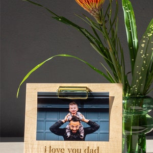 I Love You Dad Wood Picture Frame Custom Engraved Photo Frame, Gifts for Him, Birthday Gifts for Dad, Father in Law Gift, Dad Frame image 3