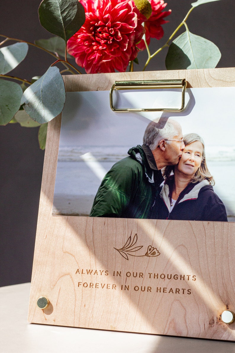 Always In Our Thoughts Memorial Picture Frame [Engraved 4x6 Wood Frame, Bereavement Gift, Sorry For Your Loss, Loss of Father Photo Frame] image 2