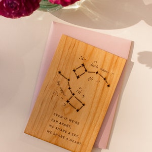 Big & Little Dipper Constellation Wood Card Long Distance Relationship Gift, Personalized Gifts, Custom Message, Love, Wedding Anniversary Add typed message