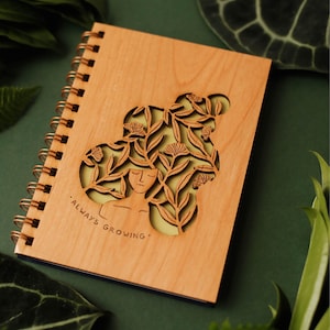 Always Growing Wood Journal [Notebook, Sketchbook, Spiral Bound, Blank Pages, Gifts for Her, Birthday, Just Because]