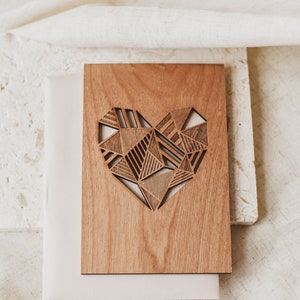 Patchwork Heart Wood Card Valentine's Day Gift, Personalized Gift, Wood Wedding, Wedding Wooden Card, 5th Anniversary, Card for Boyfriend image 3