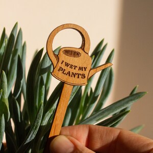 I Wet My Plants Watering Can Wood Plant Pick Encouraging, Uplifting, Houseplant Gifts for Her, Plant Lovers, Birthday image 2