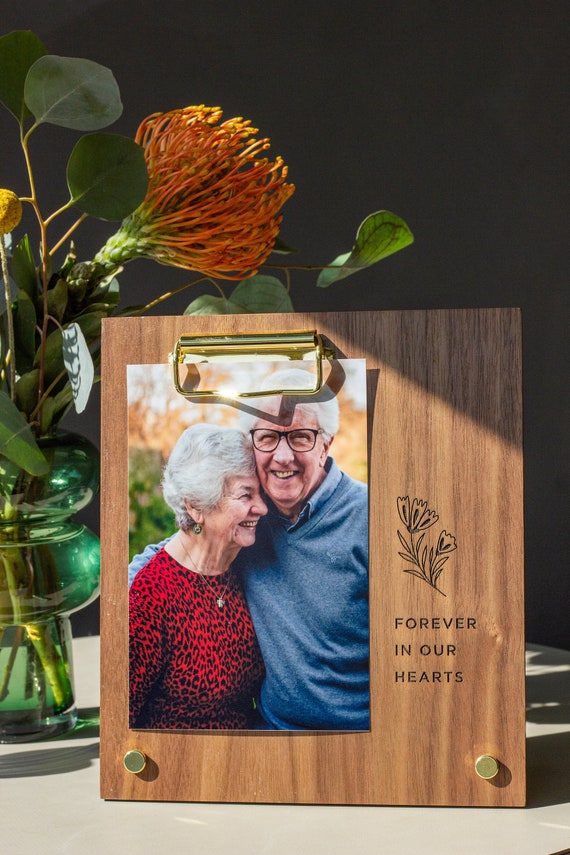 Forever in Our Hearts Memorial Wood Frame [engraved Photo Display