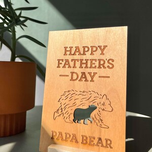 Happy Father's Day Papa Bear Wood Card [personalized Gifts for Dad ...
