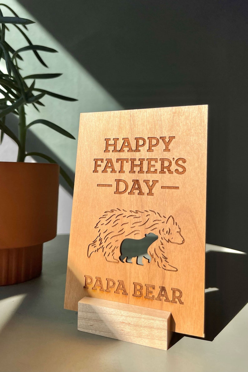 Happy Father's Day Papa Bear Wood Card personalized Gifts - Etsy