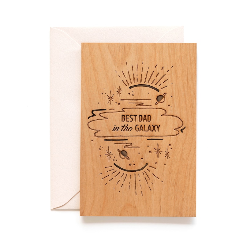 Father/'s Day Dad or Father Birthday Best Dad in the Galaxy Wood Card