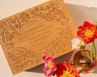 Garden Of Flowers Alfred Tennyson Wood Box [Wedding Keepsake Box, Engagement Gift, Loss Memory Box, Memorial Box, Loss of Mother Gift]