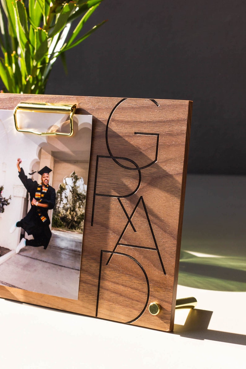 Modern Grad Wood Graduation Photo Frame custom Engraved Etsy