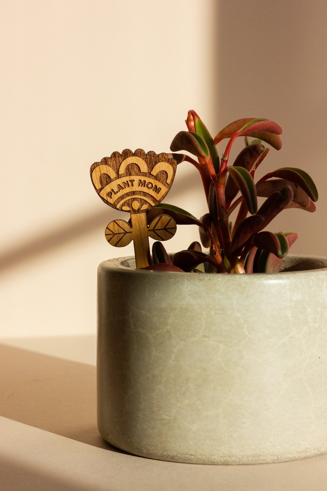 Plant Mom Flower Wood Plant Pick [encouraging, Uplifting