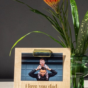 I Love You Dad Wood Picture Frame Custom Engraved Photo Frame, Gifts for Him, Birthday Gifts for Dad, Father in Law Gift, Dad Frame image 2