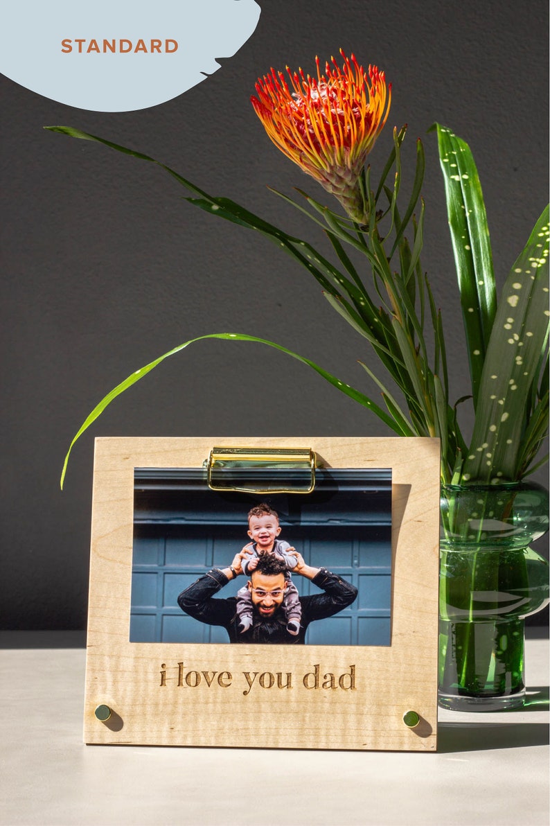 I Love You Dad Wood Picture Frame Custom Engraved Photo Frame, Gifts for Him, Birthday Gifts for Dad, Father in Law Gift, Dad Frame image 2