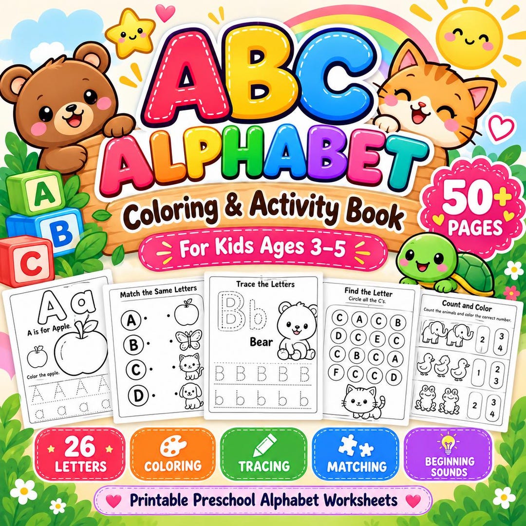 Alphabet Tracing Workbook, ABC Coloring Book for Preschool, Letter ...
