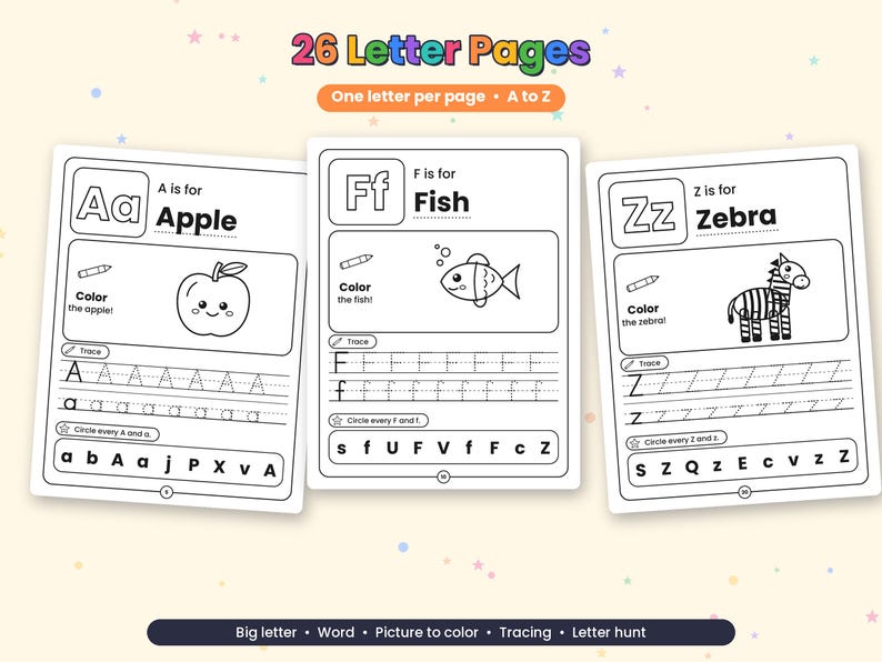 Alphabet Tracing Workbook, ABC Coloring Book for Preschool, Letter ...