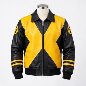 Wolverine-Jacke in Gelb und Schwarz, X-Men ’97 Cosplay-Bomberjacke mit X-Aufnähern